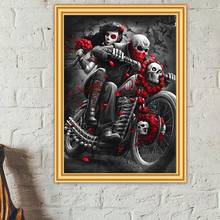 DIY 5D Diamond Painting Motorcycle Skull Couple Cross stitch Full Drill Diamond Embroidery Mosaic Picture of Rhinestones Gift 2024 - buy cheap