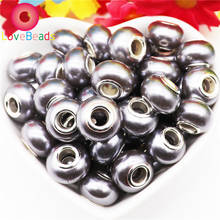 10Pcs Gray Color Resin Murano Charms European Style Large Hole Acrylic Charms Beads Spacers Fit European Charm Pandora Bracelet 2024 - buy cheap