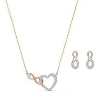Conjunto de brincos amor infinito feminino, colar em formato de coração rosê, de ouro, 8 palavra, novo, 2021 2024 - compre barato