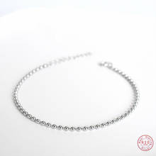 Pulsera de cadena de cuentas redondas para mujer, de Plata de Ley 925 Simple de 2MM, accesorios de joyería de tendencia clásica informal para playa, regalo de novia 2024 - compra barato