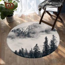 BeddingOutlet Forest Bedroom Carpets Coniferous Tree Round Living Room Area Rug Foggy Mountain Floor Rug Nature Beauty Play Mat 2024 - buy cheap