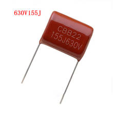 Capacitor de filme de polipropileno 630v155j, capacitor de filme 1.5uf 20mm 630v 155 155j 1500nf cbb, 10 peças 2024 - compre barato