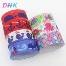 DHK 7/8'' 5yards fish scale sea whale anchor Printed Grosgrain Ribbon Accessory Hairbow Headwear Decoration DIY Wholesale E1827 2024 - buy cheap