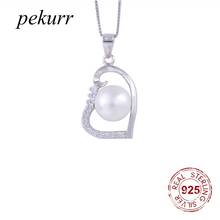 Pekurr 925 prata esterlina natural pérola de água doce oco coração colares para mulheres zircão pingente moda jóias presentes 2024 - compre barato