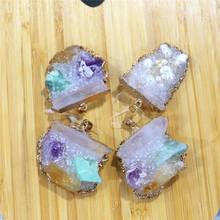 5pcs Natural Crystal Necklace Amethysts Topazs Green Crystal Cluster Pendant Healing Stone Specimen Home Decoration Crafts 2024 - buy cheap