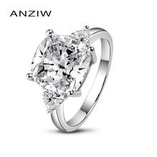 Anel de casamento feminino 925, anel de prata esterlina com 3 pedra para noivado com almofada de 5 quilate 2024 - compre barato