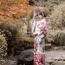 2022 woman lady japanese tradition yukata kimono flower vintage evening dress cosplay costume daily geisha kimono robe 2024 - buy cheap