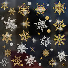 Счастливого Рождества, золотой, серебряный, снежинки, наклейка на окно, постеры, съемный домашний декор, самодельные наклейки на стену, стеклянные украшения, обои 2024 - купить недорого