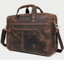 Vintage Genuine Leather Men's Briefcase Crazy Horse Leather Messenger Bag Male Laptop Bag Shoulder BagMen Business Travel Bag 2024 - buy cheap