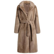 Arlenesain paste-abrigo largo para mujer, abrigo de color camel, piel de visón 2024 - compra barato