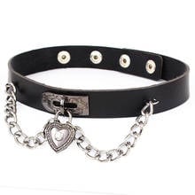 Fashion Women Girls Punk Heart Pendant Necklace Choker Chain Goth Pu Leather Necklace on Neck Collar Choker Necklaces New 2024 - buy cheap