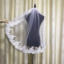 "Véu de noiva de marfim borda 80cm, 2024 - compre barato