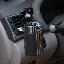 CHIZIYO Portable LED Light Ashtray Universal Cigarette Cylinder Holder Carbon Fiber Car Ashtray 2024 - buy cheap