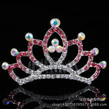 Shiny Rhinestone Colored Crown Girl Crown Tiara Child Hair Accessories Hair Comb Jewelry 2024 - buy cheap