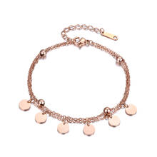 Trendy Stainless Steel Jewelry 2 Layers Bracelets 6 Round Little Disc Rose Gold Color Cute Bracelet B18180 2024 - buy cheap