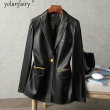 Женская кожаная куртка из натуральной овечьей кожи, модель 2020 года, женская кожаная куртка, Осенний элегантный Блейзер в Корейском стиле, Женская куртка TLR3932 KJ5549 2024 - купить недорого