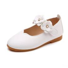 2021 summer Girls Princess Leather Shoes For Children Dress Shoes Sandals Flowers Fashion White Wedding Kids School Flat Shoes 2024 - buy cheap