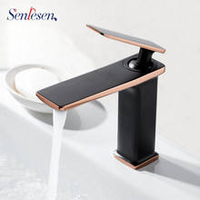 Senlesen Basin Faucet Bathroom Mixer Tap Black Golden Deck Mounted Basin Sink  Faucet Hot and Cold Water 2024 - buy cheap