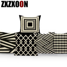 Poliéster 3d preto branco geométrico travesseiro cobre decorativo sofá capa de almofada decoração casa sala estar fronha 2024 - compre barato