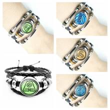 2021 New Avatar The Last Airbender Glass Dome Men's Leather Bracelet Jewelry Kingdom Jewelry Air Nomad Fire and Water Tribe 2024 - buy cheap