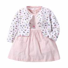 Newborn Baby Girl Dress Long-Sleeved Coat+Short SLeeve Bodysuit Dress 2PCS Infant Baby Girls Clothes Jumpsuit Sets 2024 - buy cheap