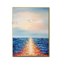 Beautiful Sky And Colorful Sea Abstract Entry Lux Oil Painting Modern Wall Art Living Room Picture Home Decoration Painting 2024 - buy cheap