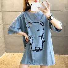 Large Size Cotton T shirt Long Style Cartoon Cute Bear Tees Short Sleeve Shirt Summer Fashion Oversiz Tops holiday tshirt Female 2024 - buy cheap