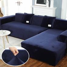 Elasticated Plush Sofa Covers for Living Room Velvet Corner Armchair Couch Pleads Cover Sets Angle 3 Seater L Shape Furniture 2024 - buy cheap