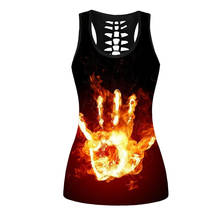 Summer Women Sport Shirt Fire Skull 3D Print Yoga Vest Quick Dry Gym Running Fitness Tank Tops Girl Oversized Sleeveless T-shirt 2024 - buy cheap