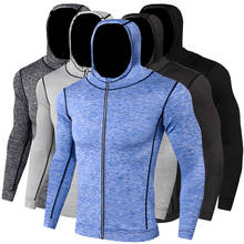 Sudadera con capucha de compresión para hombre, chaqueta reflectante transpirable con cremallera para entrenamiento, chaqueta con capucha para ejercicio 2024 - compra barato