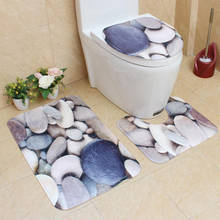 3D Bathroom Bath Mat Set 3Pcs Bath Mat Toilet Carpet Set Flannel Floor Mat Tapete Non-Slip Rug Toilet Lid Cover Bathroom Mat Set 2024 - buy cheap