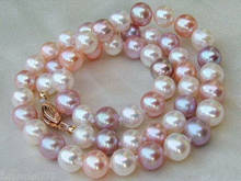 AAA 8-9 MM white purple pink SOUTH SEA Multicolor PEARL NECKLACE 18" 925silver 2024 - buy cheap
