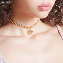 BLIJERY-collar de cadena de eslabones con colgante de corazón para mujer, Gargantilla con amuleto, estilo Punk, joyería 2024 - compra barato