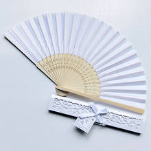 100pcs Personalized Engraved Ladies Folding Hand Silk Fan Dance Fold Vintage Fans With Gift Box Customized Wedding Party Favors 2024 - buy cheap