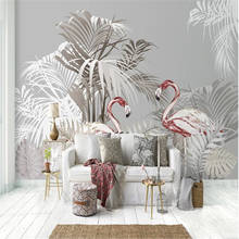 Milofi3D decorative wallpaper mural Nordic hand-painted tropical plants flamingo palm tree background wall 2024 - buy cheap