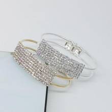 Pulseras brillantes elásticas de cristal para mujer, brazaletes de cadena en capas, joyería ostentosa, regalos nupciales de boda 2024 - compra barato