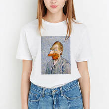 Camiseta con estampado de Van Gogh para mujer, remeras Harajuku Vintage para mujer, camisetas divertidas con cuello redondo, ropa de calle de estética 2024 - compra barato