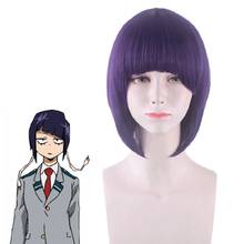 My hero academia kyoka jiro cosplay peruca boku no hero academia 35cm cabelo sintético curto roxo preto traje de festa de halloween 2024 - compre barato
