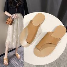 Summer Women Slippers Sandals Fashion Female PU Leather Rubber Soles Outdoor Flip Flops Beach Slides Bunion Corrector Flat Shoes 2024 - buy cheap