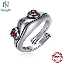 SILVERHOO-anillos de rana de plata S925 para mujer, anillo ajustable con ojos de granate rojo, Animal creativo, para hombre y mujer, regalo de San Valentín Punk 2024 - compra barato