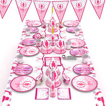 Розовые вечерние столовые приборы для балета, милые тарелки, салфетки для стаканчиков, Детские сувениры на день рождение, декор для детского душа, вечерние принадлежности 2024 - купить недорого