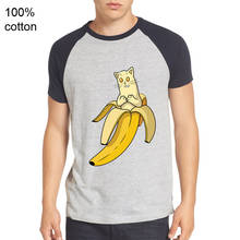 Camiseta de algodão masculina bananyura, camiseta japonesa de algodão para cosplay do anime bananyu para homens, camiseta de espreguiçadeira com forma de gato e banana 2019 2024 - compre barato