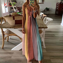 Rainbow Tie Dye Long Dress Sleeveless 5XL Plus Size Summer Dresses Sexy Casual Beach Party Sundress Women Clothes Vestidos 2020 2024 - buy cheap