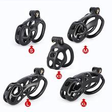 Various BDSM Black Plastic Resin Cock Cage Lockable Male Penis Ring Lock Chastity Belt Device Adult Games Sex Toys For Men 18+ 2024 - buy cheap