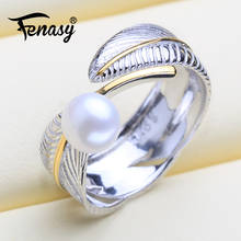 FENASY 925 Sterling Silver Ring Natural Freshwater Pearl Rings For Women Silver and Gold Color Female Leaf Ring Fine Jewelry 2024 - buy cheap
