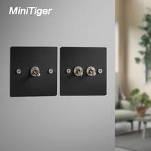 Minitiger-Interruptor de cuero de palanca de hierro forjado, panel de enchufe de pared para el hogar, estilo nórdico, poroso, 1/2/3 Gang, 1 Way / 2 Way 86 2024 - compra barato