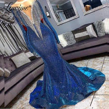 Sparkly Mermaid Evening Dress Beading Tassel Dubai Kaftans Moroccan Long Sleeves Party Gowns Women Celebrity Prom Dresses 2020 2024 - buy cheap