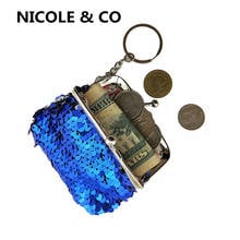 NICOLE & CO, новинка, женский маленький кошелек с блестками, для монет, на плечо, сумка-мессенджер, Женский металлический кошелек Farme, для девушек, мини, для смены карт, посылка 2024 - купить недорого