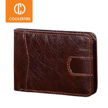 Hot Sale Genuine Leather Vintage Men's Brand Luxury Wallet Short Slim Male Purses Money Clip Credit Card Wallets for Men  PJ030 2024 - buy cheap