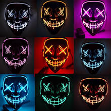 Máscara de neón para Halloween, máscaras de fiesta con luz LED, purga, año de elección, gran Festival divertido, disfraz que brilla en la oscuridad 2024 - compra barato